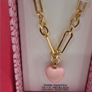House of Harlow 1960 Gold Necklace with Pink Heart